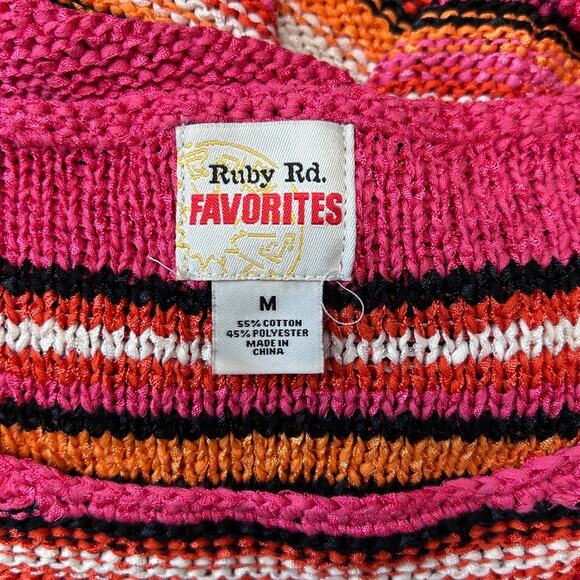 Ruby Rd. Favorites Women’s Open Weave Pullover Sweater with Fringe, size M - Picture 6 of 8